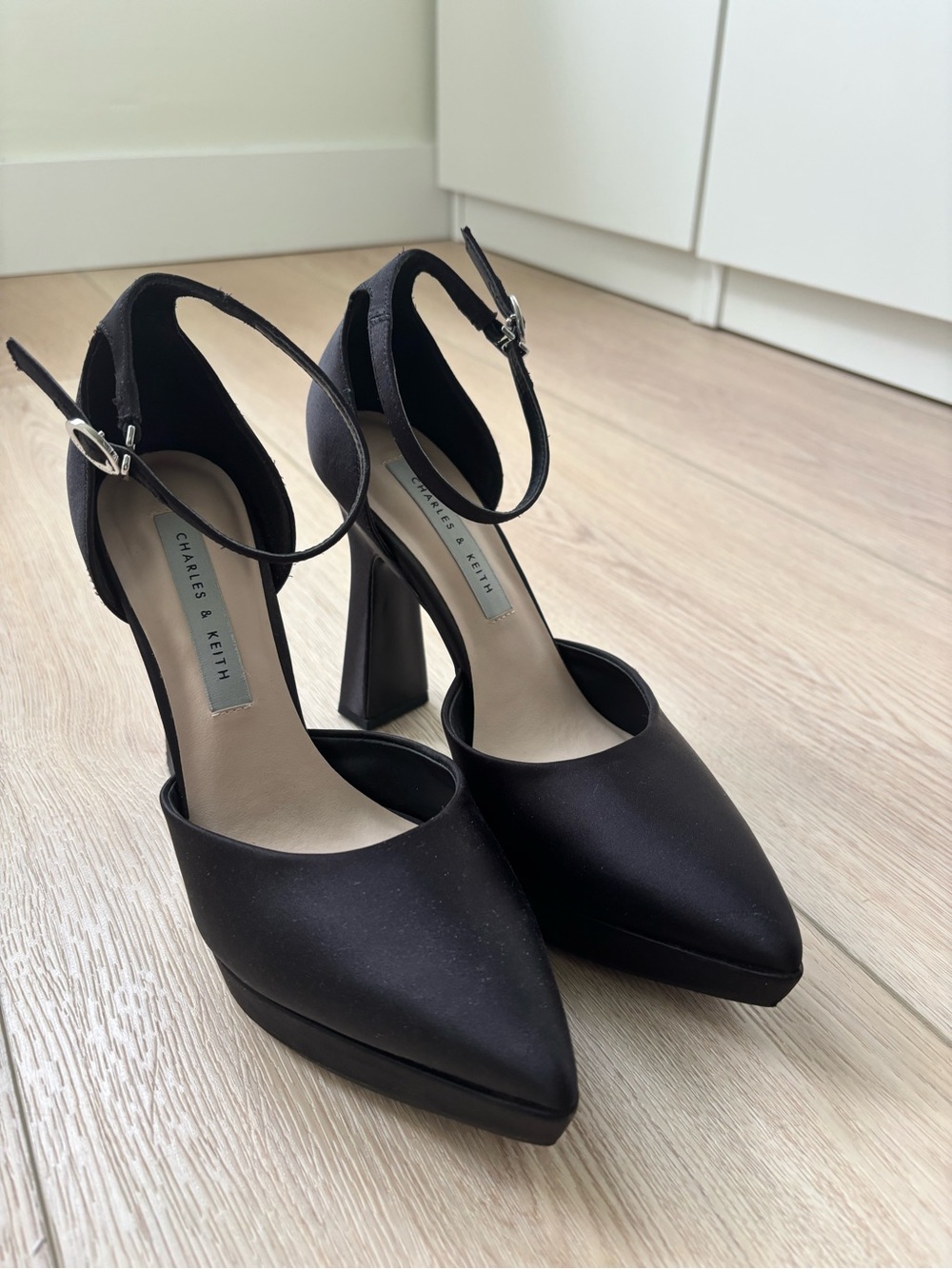 Charles & Keith satin platform shoes